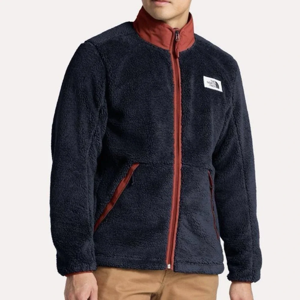 The North Face Campshire Fleece‎ Jacket Mens S Navy Blue Red Accents Full Zip